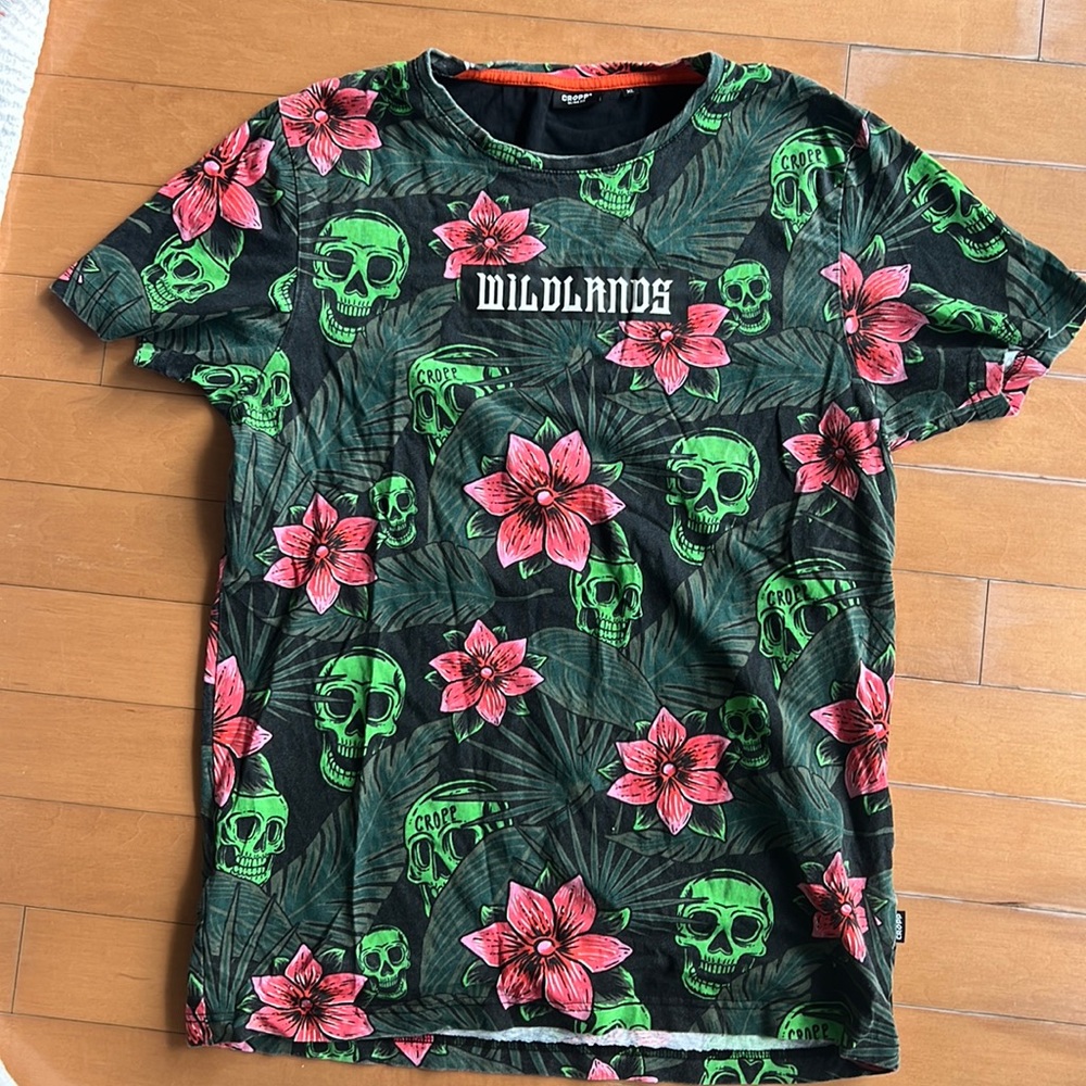 XL CROPP green Tee with flower print